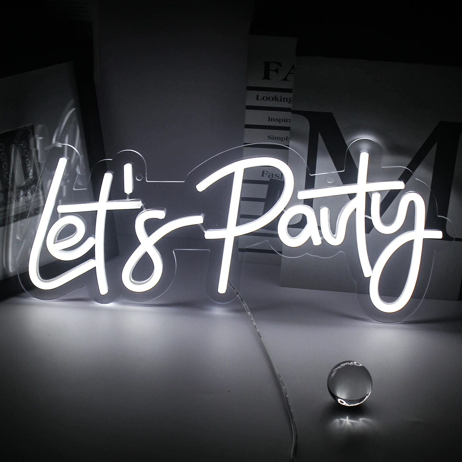 Let's Party Large Neon Sign for Wall Decor Reusable Neon Light Sign for Bachelorette Engagement Birthday Party Wedding