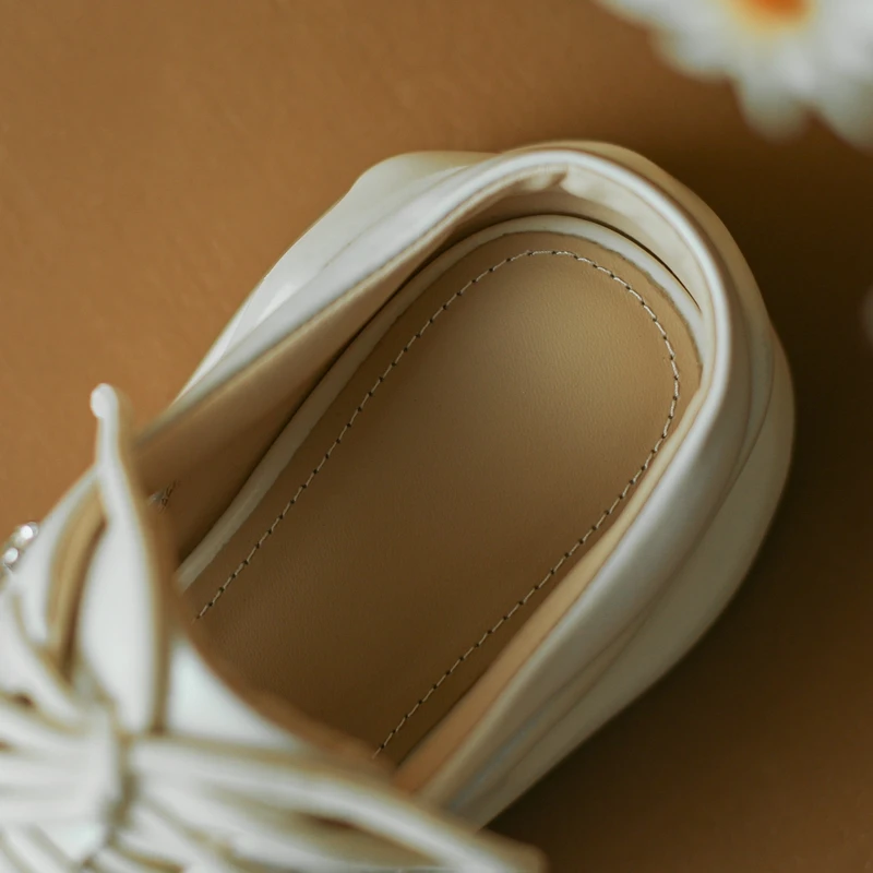 Women's New Spring/Summer Round Head Genuine Leather with Diamond Mesh Thick Sole Breathable Lace up High Heel Sports Shoes