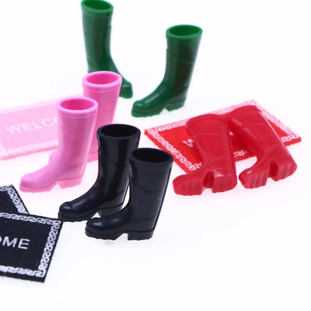 

Dollhouse Mini Rain shoes Bjd Simulated Rain boots Miniature Scene Gardening Silicone Shoes Straight Barrel Christmas Shoes