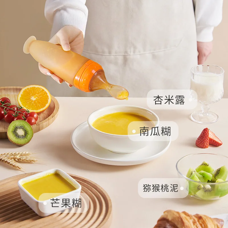 Convenient Baby Silicone Squeeze Feeding Spoon Soft and Flexible Spoon for Effortless Baby Food Feeding