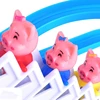 Light Music Ramp Racer Track Slide Toddler Kids Birthday Gift Cartoon Piggy Electric Climbing Stairs Toy 3
