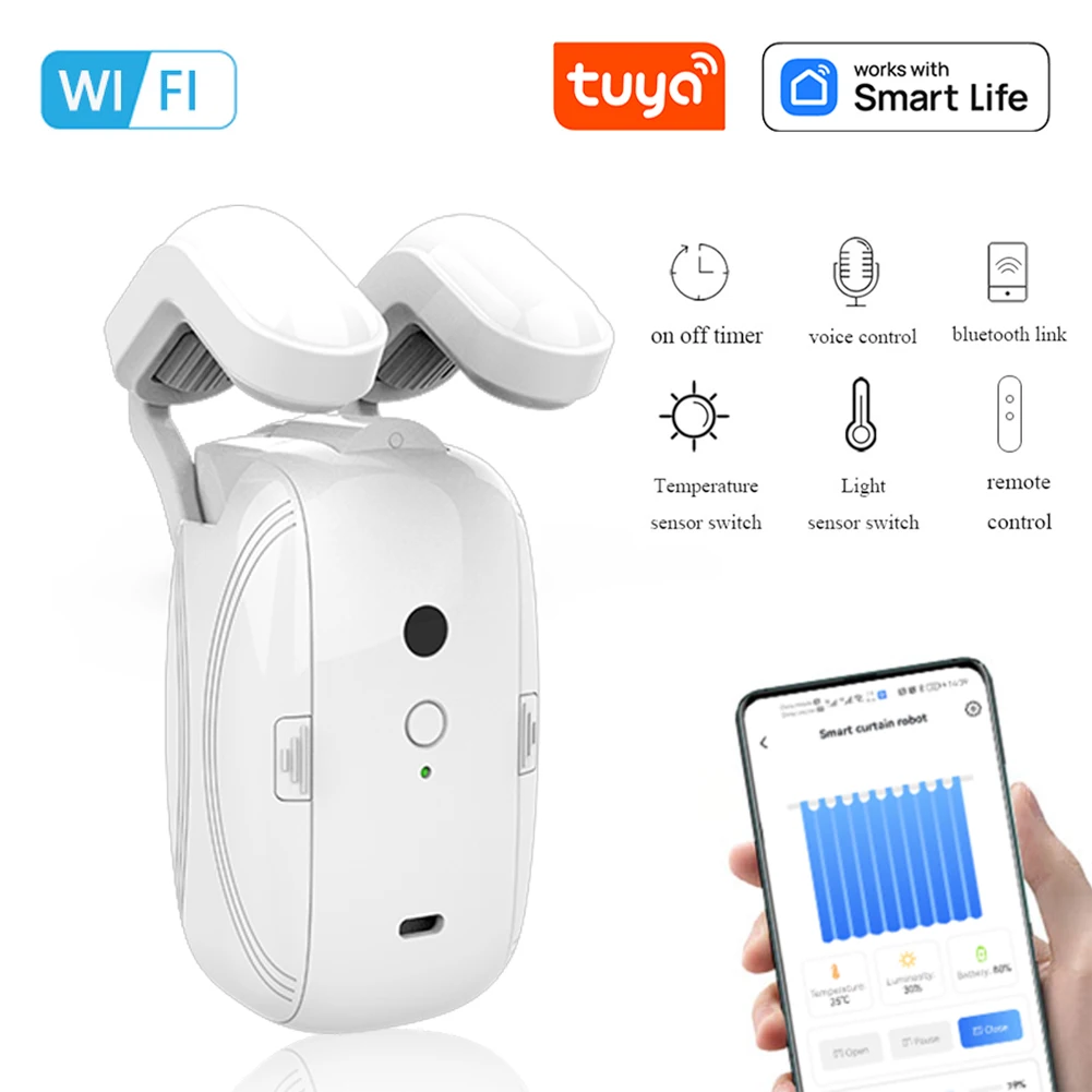 

Tuya Smart Curtain Robot Wifi Wireless Curtain Driver Motor Smart Shutter APP Remote Voice Control Works With Alexa Google Home
