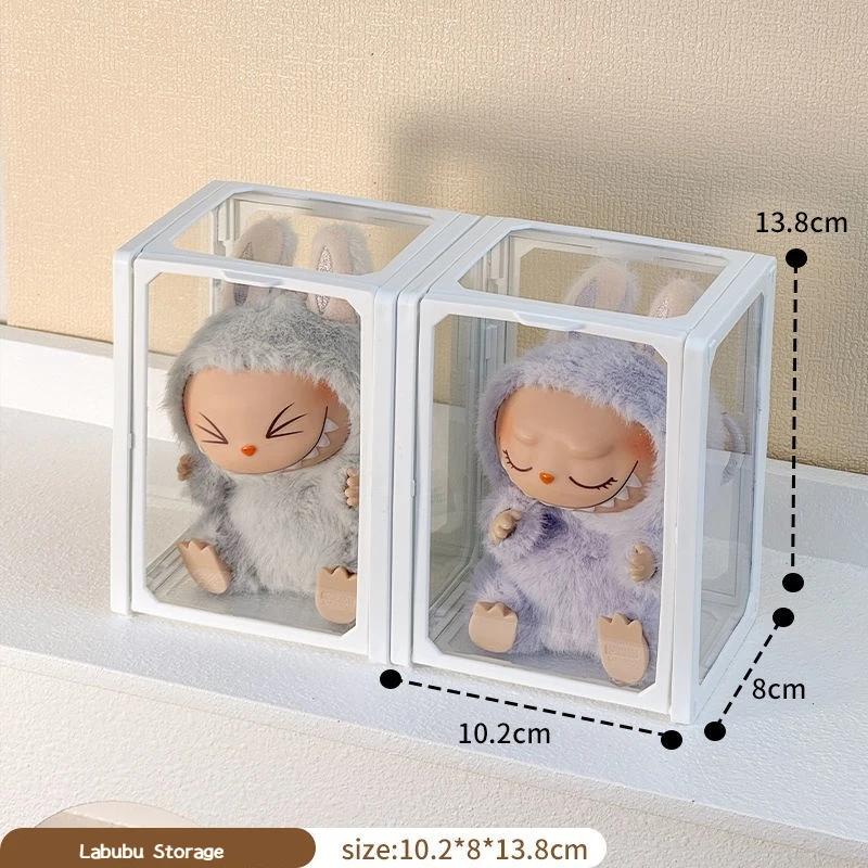 Labubu Display Box Transparent Glass Labubu Doll Storage Blind Box 8-14cm Decorations for Labubu Doll Box Dustproof And Moisture 5