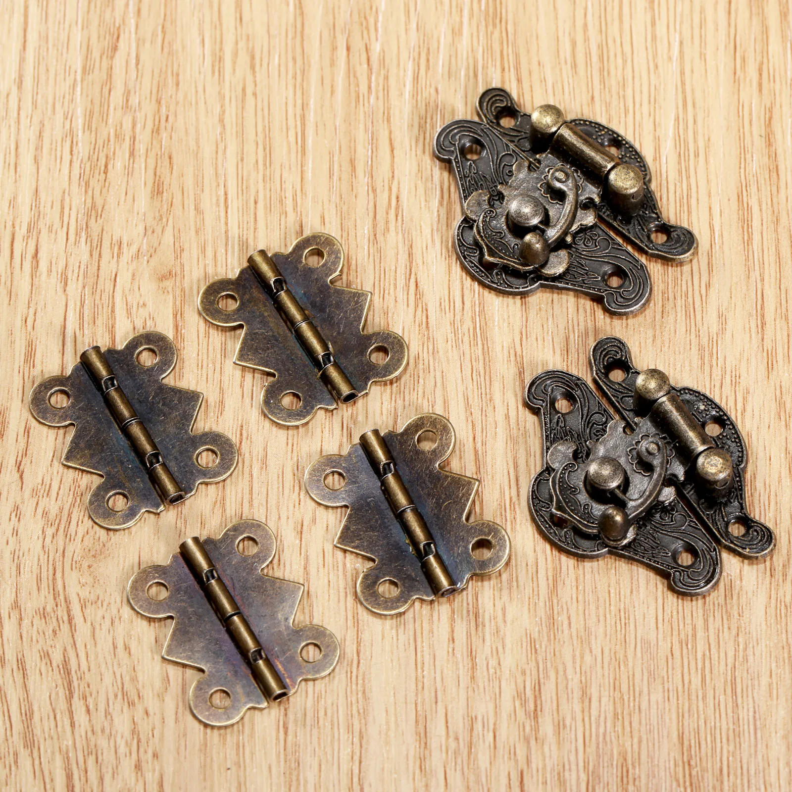 Toggle Latches, Jewelry Box Hasps, Decorative Latches, Furniture Hardware 6Pcs/set Antique Bronze Jewelry Wooden Box Case Toggle Hasp Latch with Cabinet Hinge Furniture Accessories Iron Vintage Hardware