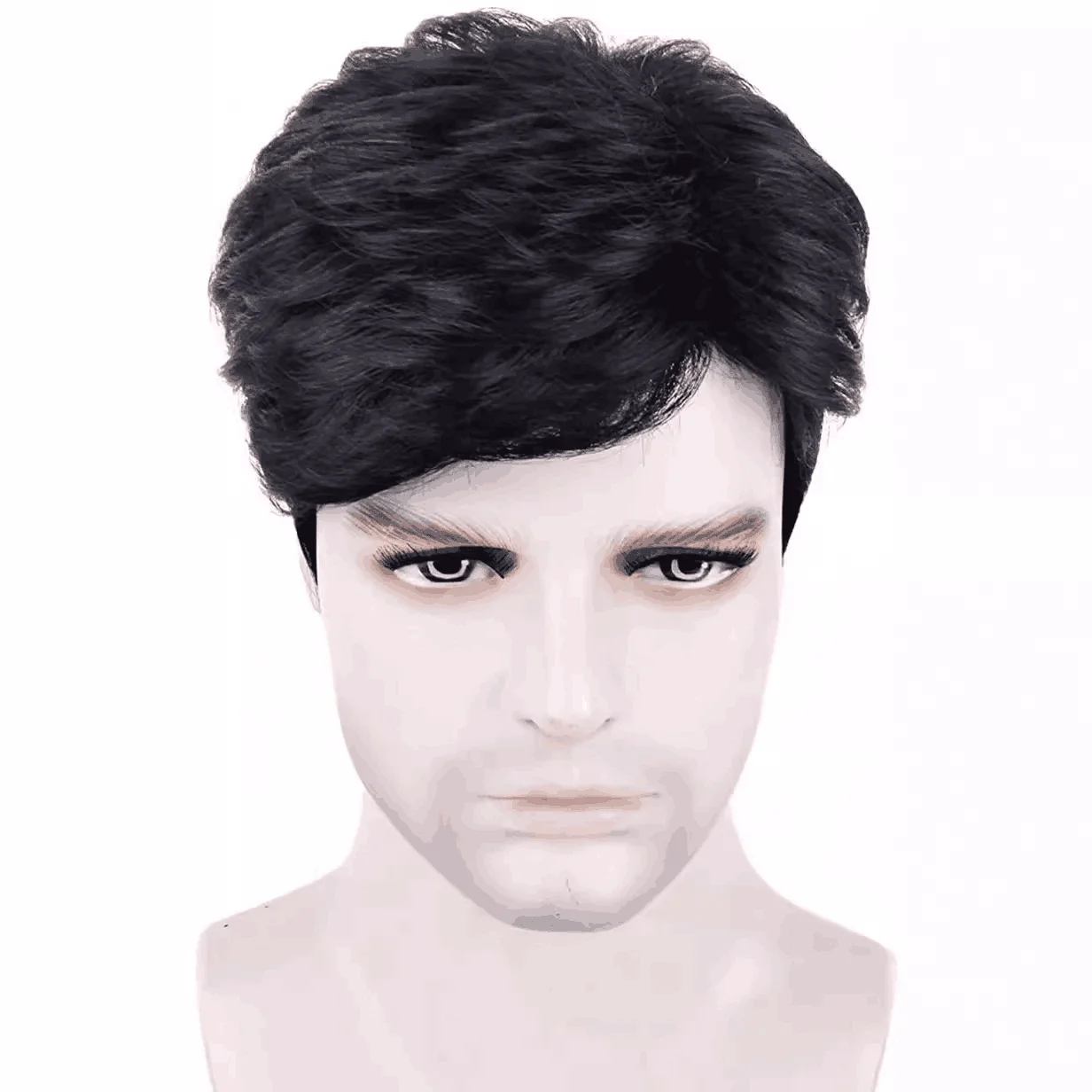 Short Straight Wig synthetic wig Black Fashion For Male Women Boy Cosplay Costume Heat Resistant Fiber Synthetic Wigs Hair Wigs For Man Daily