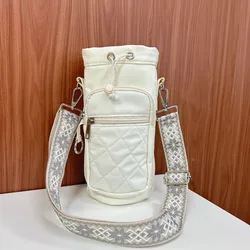 Insulated Crossbody Water Bottle Carrier with Phone Pocket (White)