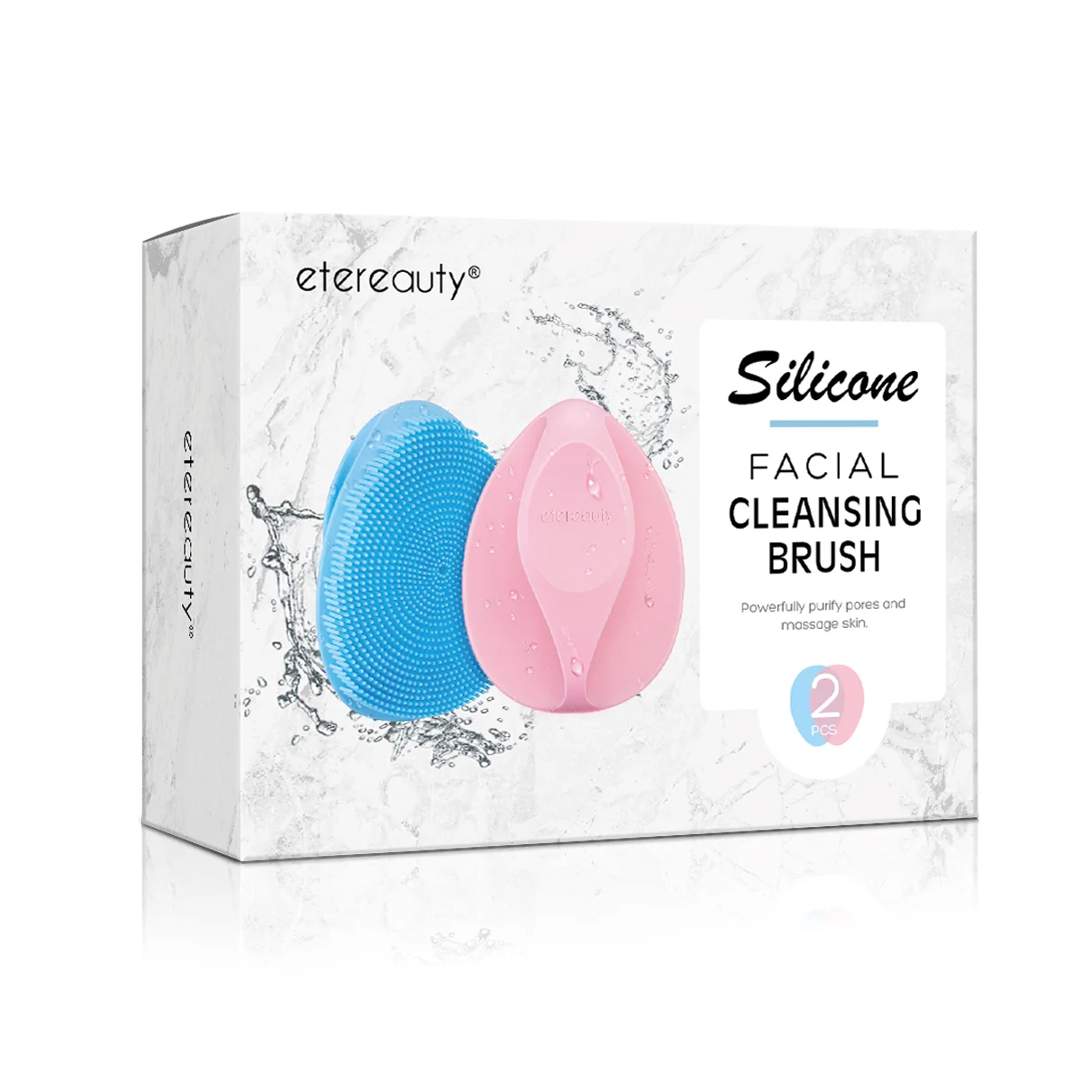 

ETEREAUTY 2pcs Handheld Facial Cleansing Brush Silicone Massaging Brush for Face Cleansing Massaging (Pink, Blue)