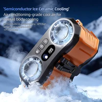 Ventilateur de refroidissement portable à double turbine, rechargeable USB, à suspendre à la taille, pour extérieur, avec LED 4