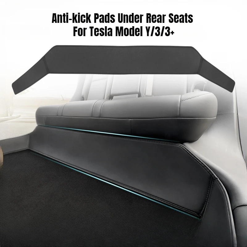 Anti-kick Pads Under Rear Seats for Tesla Model Y/3/3+ Highland 2024 Leather Protective Mat Interior Modification Accessories car rear trunk threshold protective strip for tesla model y 2021 2023 bumper anti scratch automotive interior accessories