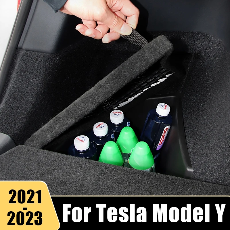 

Для Tesla Model Y 2021 2022 2023 боковой ящик для хранения в багажнике автомобиля, место для огнетушителя, разделительный Органайзер, аксессуары