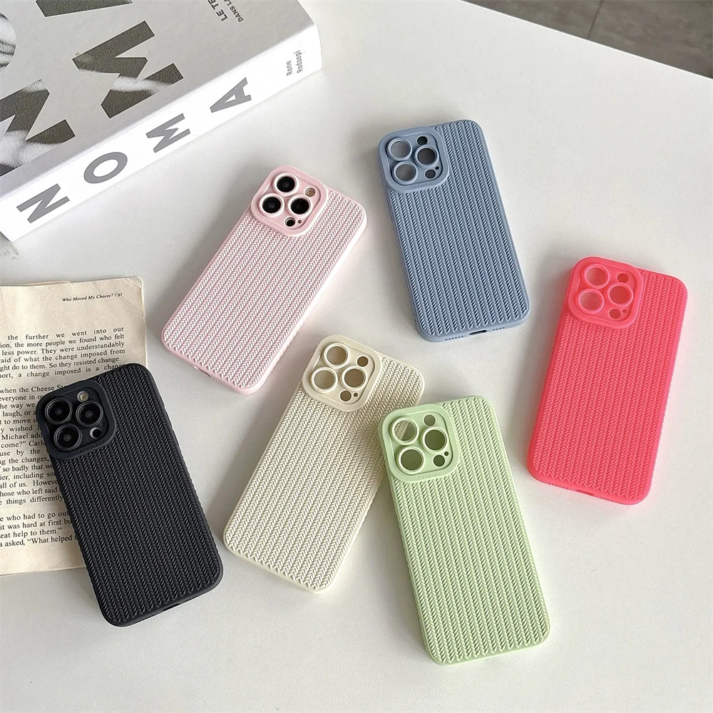 Skin Feel Woven Pattern Soft Rubber Silicone Phone Case