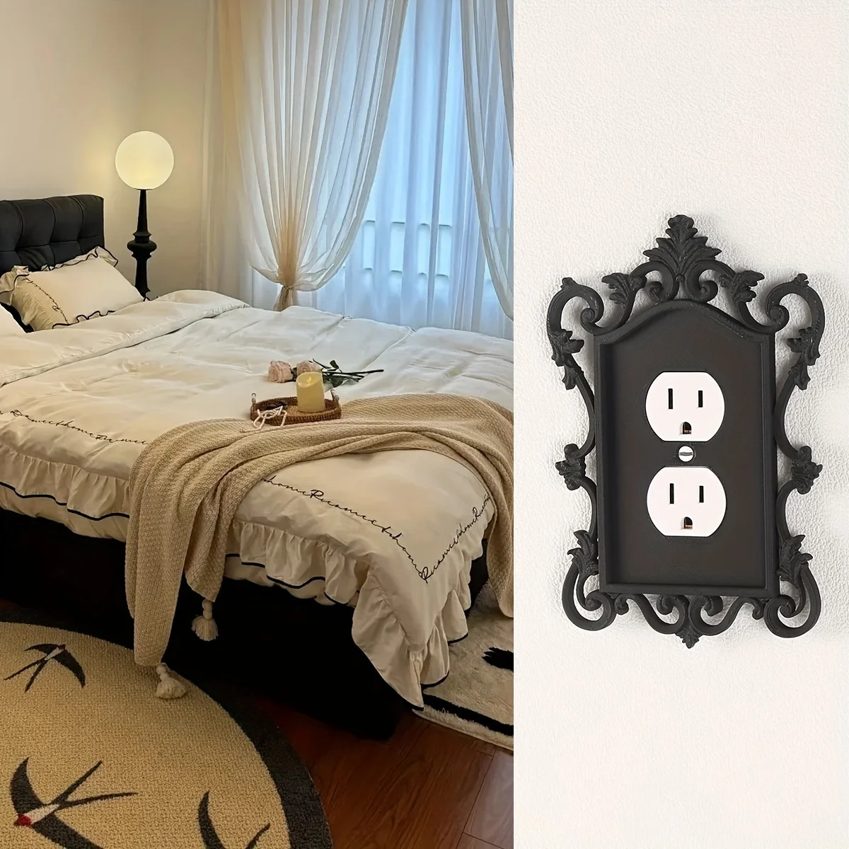 Gothic Switch Panel Cover Home and Office Decorative Wall Panel Durable Plastic Artistic Design Halloween Decoration light switch cover pixel style switch board switch glass panel