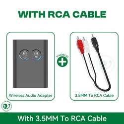 Advanced Bluetooth Audio Transmitter & Receiver - HiFi Stereo Music Adapter - Compatible Bluetooth v5.4 (With RCA Cable)
