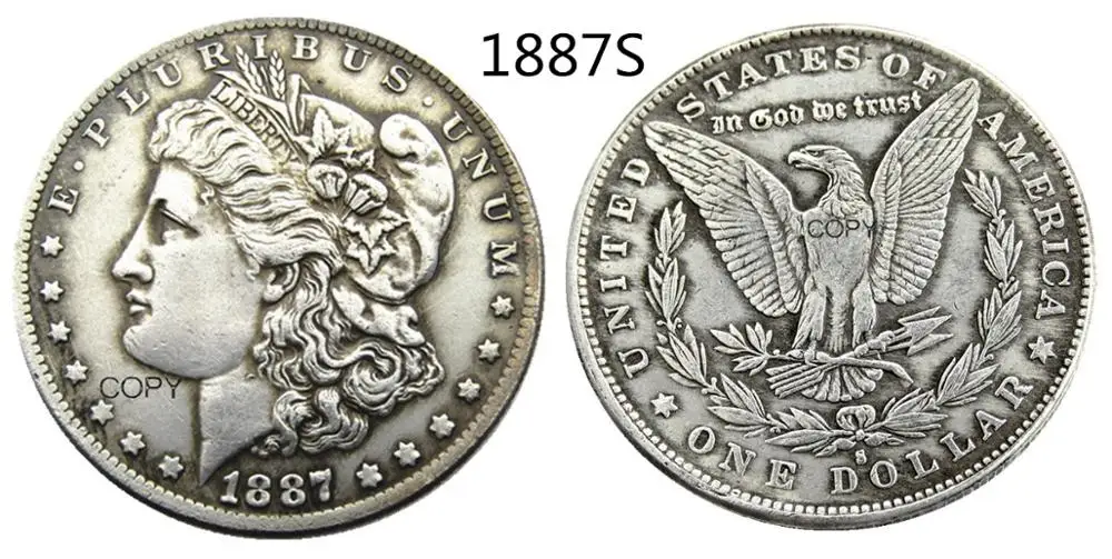 

US 1887-S Morgan Dollar Silver Plated Copy Coin