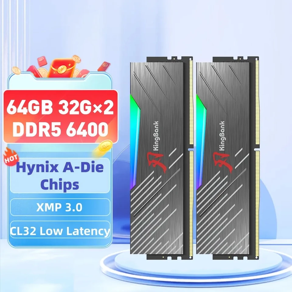 メモリー KingBank DDR5 6400 96GB (48GBx2) KingBank-DDR5グラムメモリ、96GB、48gbx2、48GB、6400mhz、cl32