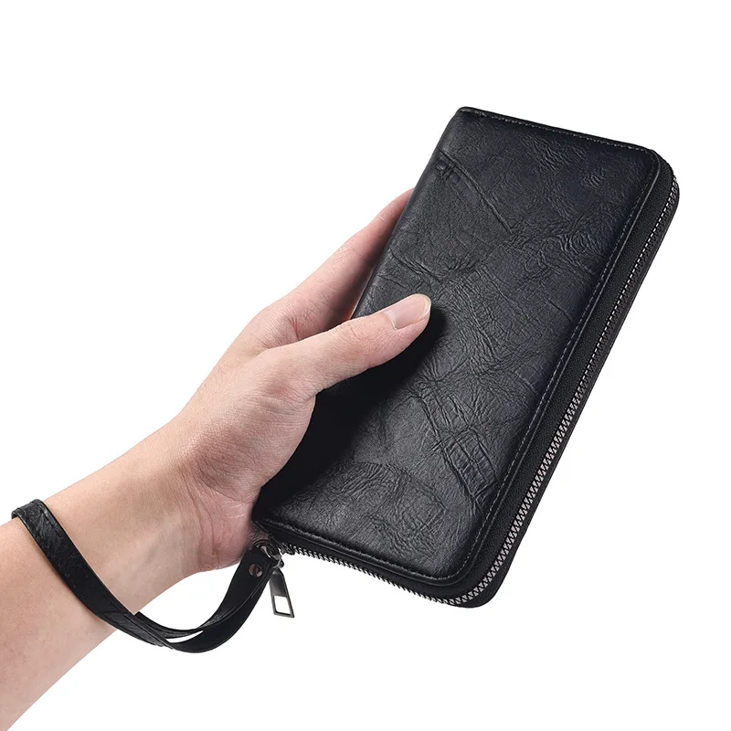 New Arrival PU Leather Men Wallets Large Capacity Driver License Phone Wallet Casual Male Clutch Long Zipper Coin Purses Carteir