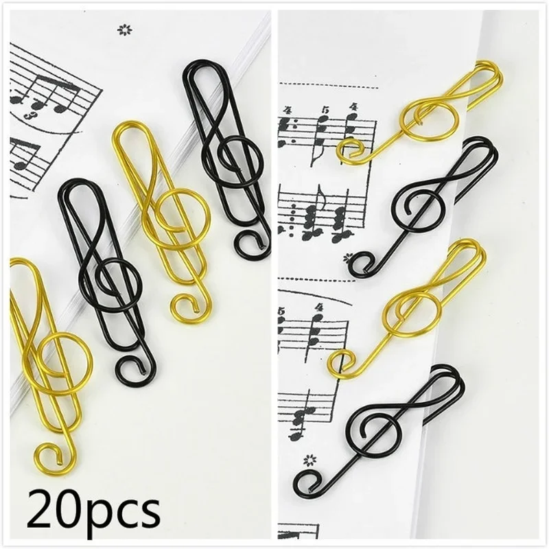 Mini clipes de papel de metal musical, Notas criativas, Paperclips para Notebook Bookmark, Artigos de papelaria escolar, Luxo, 40 pcs, 20pcs