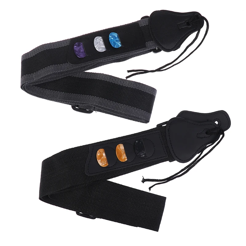 Adjustable Electric Guitar Strap with 3 Guitar Picks Holders PU Leather Ends Acoustic Bass Strap Belt Accessories