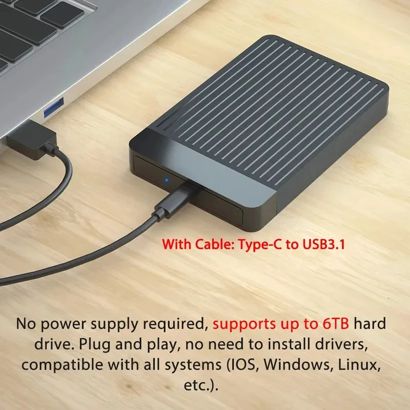 2.5 HDD/SSD 케이스 SATA to USB 3.1/3.0 어댑터 케이스 6gbps HD 외장 하드 드라이브 인클로저 박스 (디스크 HDD 타입 USB-C 인클로저)
