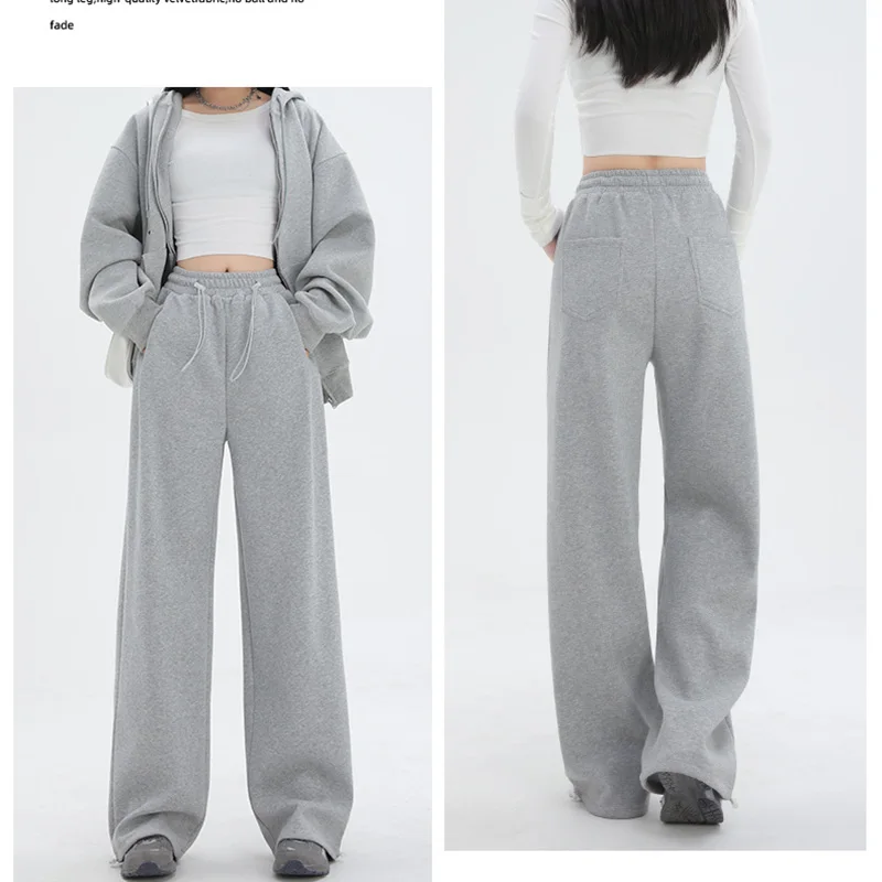 Women Pants 2024 Spring Summer Casual Women Elastic Waist Straight Sprots Trousers Cargo Long Pants Outside Loose Trousers