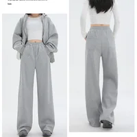 Women Pants 2024 Spring Summer Casual Women Elastic Waist Straight Sprots Trousers Cargo Long Pants Outside Loose Trousers - Image 3