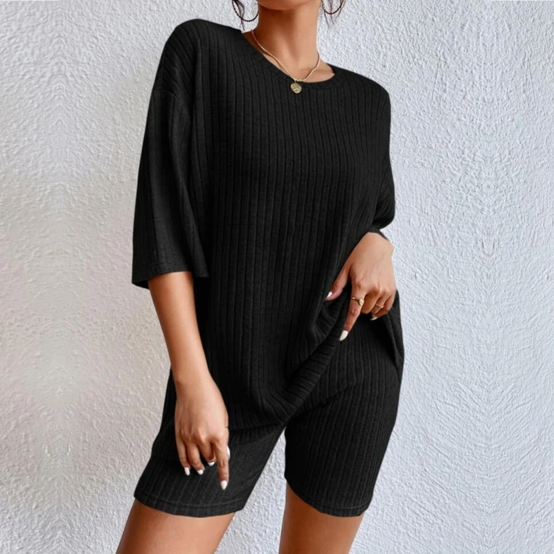 

Летний вязаный комплект из двух предметов для женщин 2023, африканские однотонные шорты, рубашка, шорты с высокой талией, женские подходящие комплекты, наряд