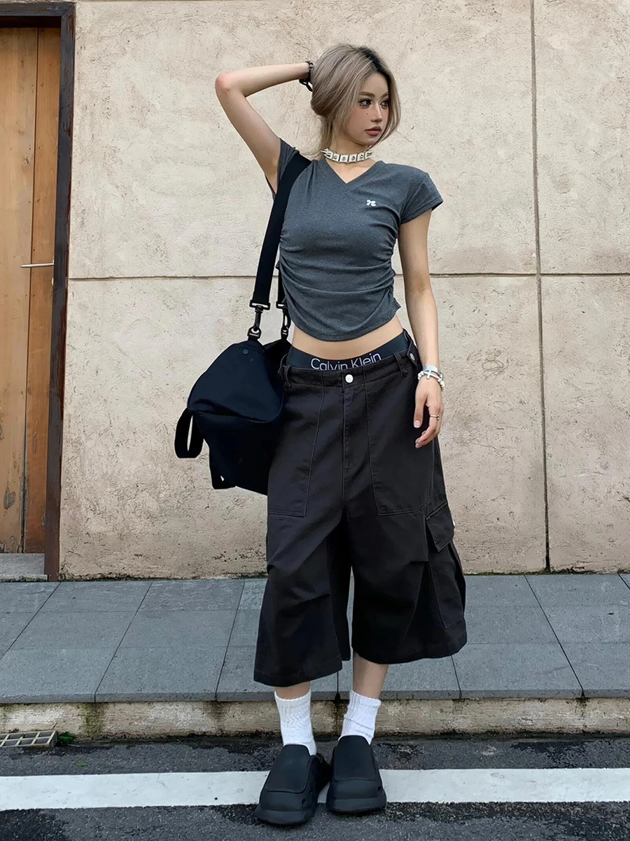 REDDACHiC Adjustable Low Waist Baggy Jorts Women Men Solid Big