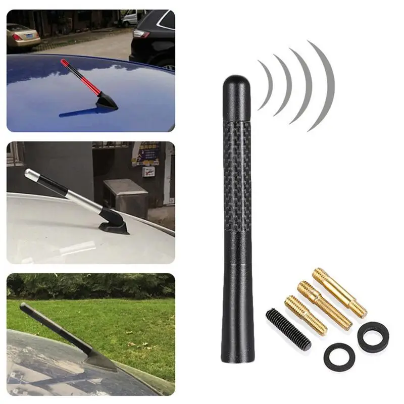 

Car FM AM Radio Antennas Hard Anodized Black Finish Receivers For Cars Short Antennas For Pickup Trucks