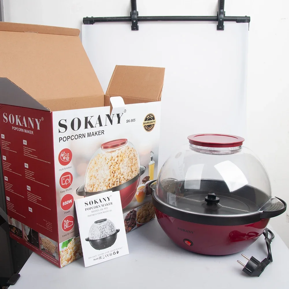 Houselin Popcorn Machine Electric Hot Oil Large Lid Convenient Nesting Storage
