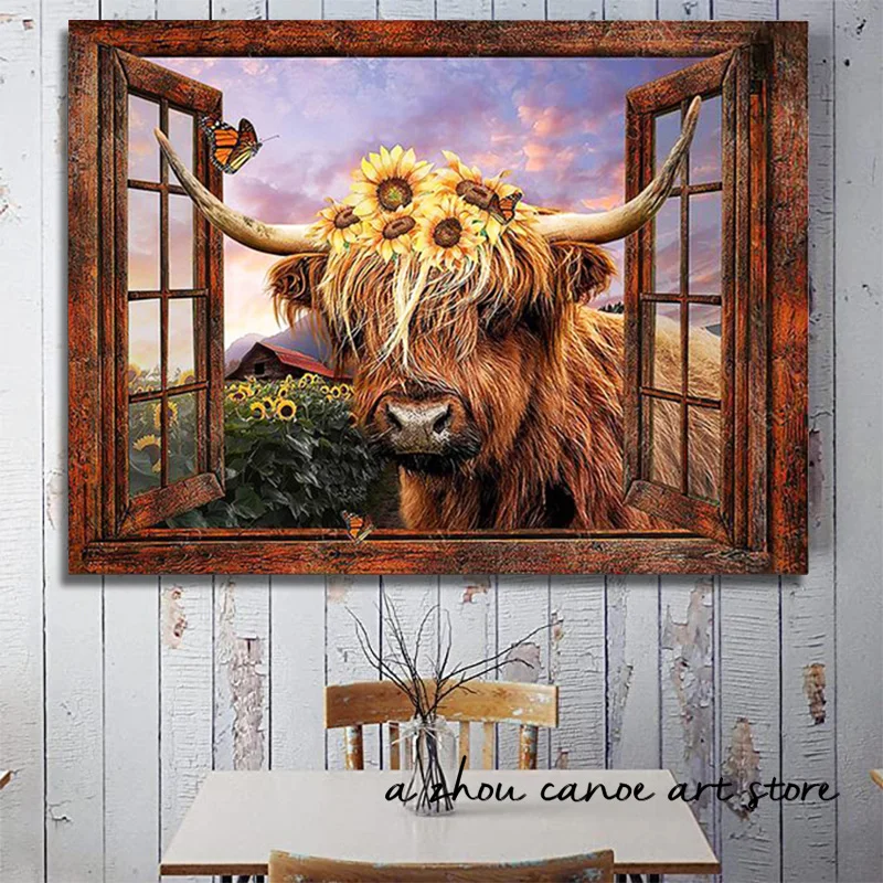 Lienzo Decorativo Para Pared De Vaca De Las Tierras Altas, Imágenes De