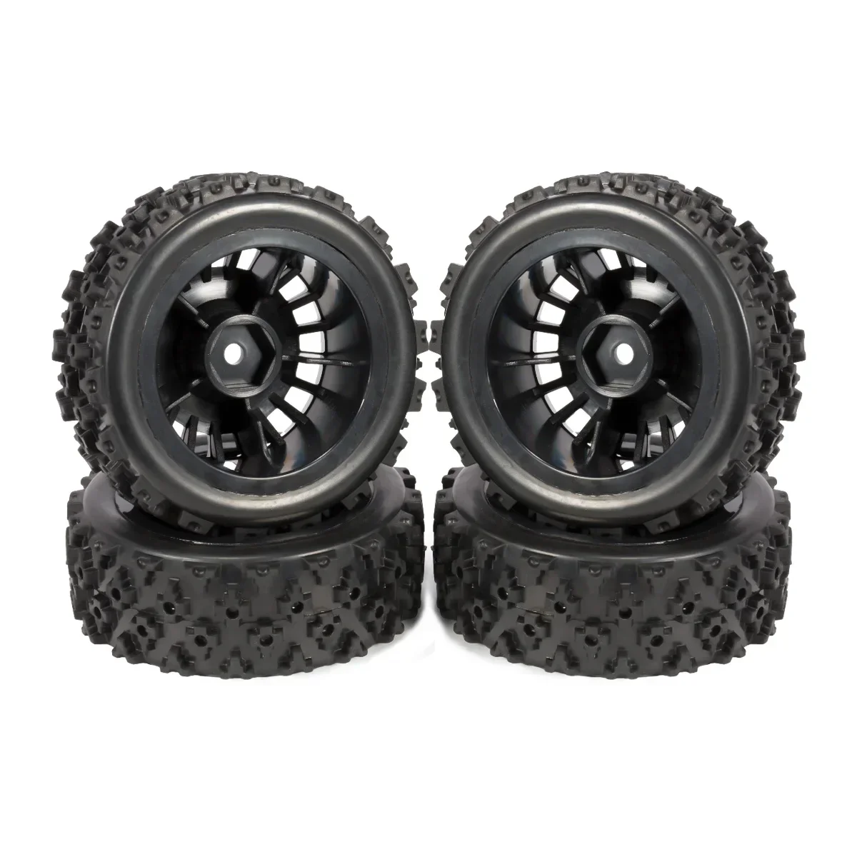 4 Pneus RC Rally 70/72mm Jantes Plastique 12mm Hex pour Tamiya TT02 TT01 XV01