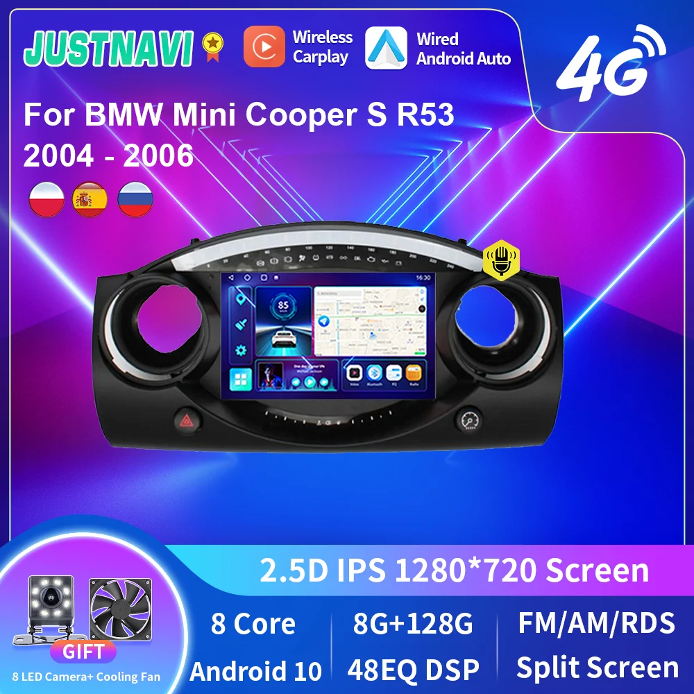 JUSTNAVI Radio de coche para BMW Mini Cooper S R53 2004 2006