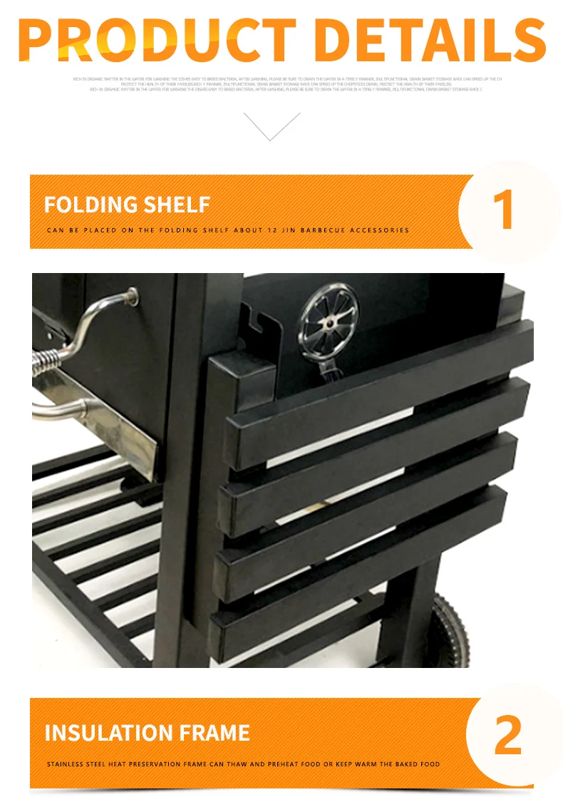 Description Picture 6 of itemBbq Table Grill Bbq Outdoor Kitchen Stainless Steel Industrial Grill Square Trolly Charcoal Grill