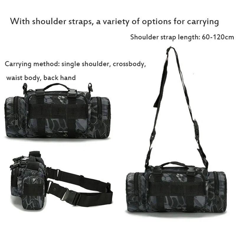 Oulylan 전술 낚시 캠핑 파우치, 하이킹 야외 전술 허리 가방, 600D 방수 옥스포드 클라이밍 숄더백