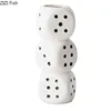 Creative Dice Shape Ceramic Vase Desk Decoration Flower Arrangement Artificial Flowers Decorative Vases Room Aesthetic Decor 6