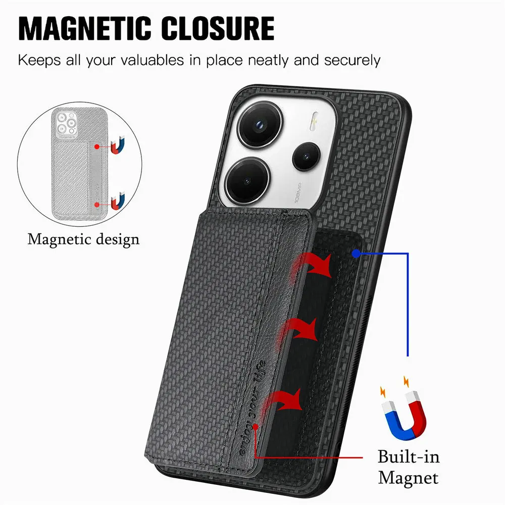 Magnetic Leather RFID Wallet Protective Phone Case & Back Cover