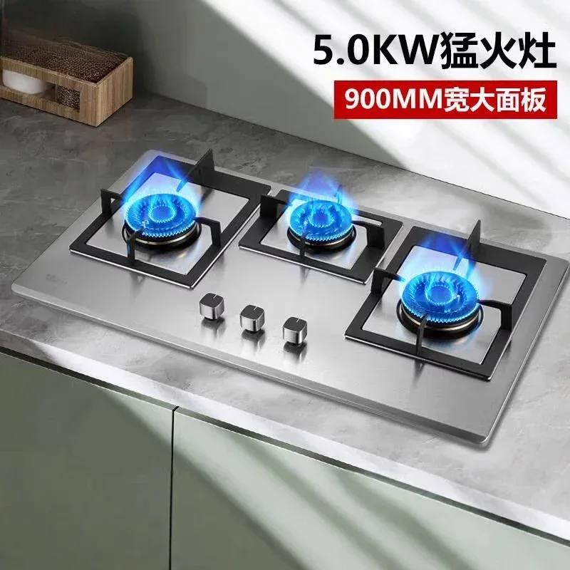 Must-Have Embedded Gas Stove for Home: Three-Burner, Stainless Steel, Liquefied Gas & Natural Compatible