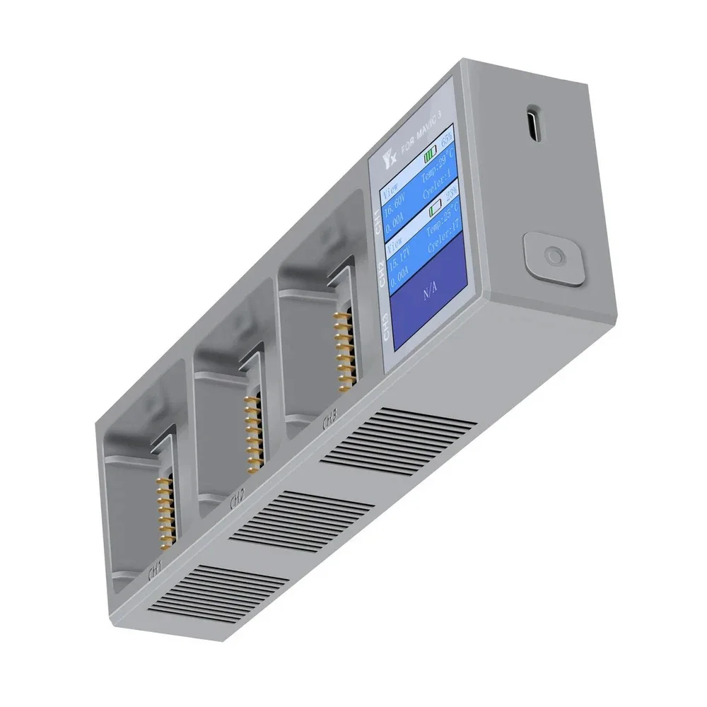 Vue détaillée de l'écran numérique du Chargeur Hub Batterie Intelligent pour DJI Mavic 3