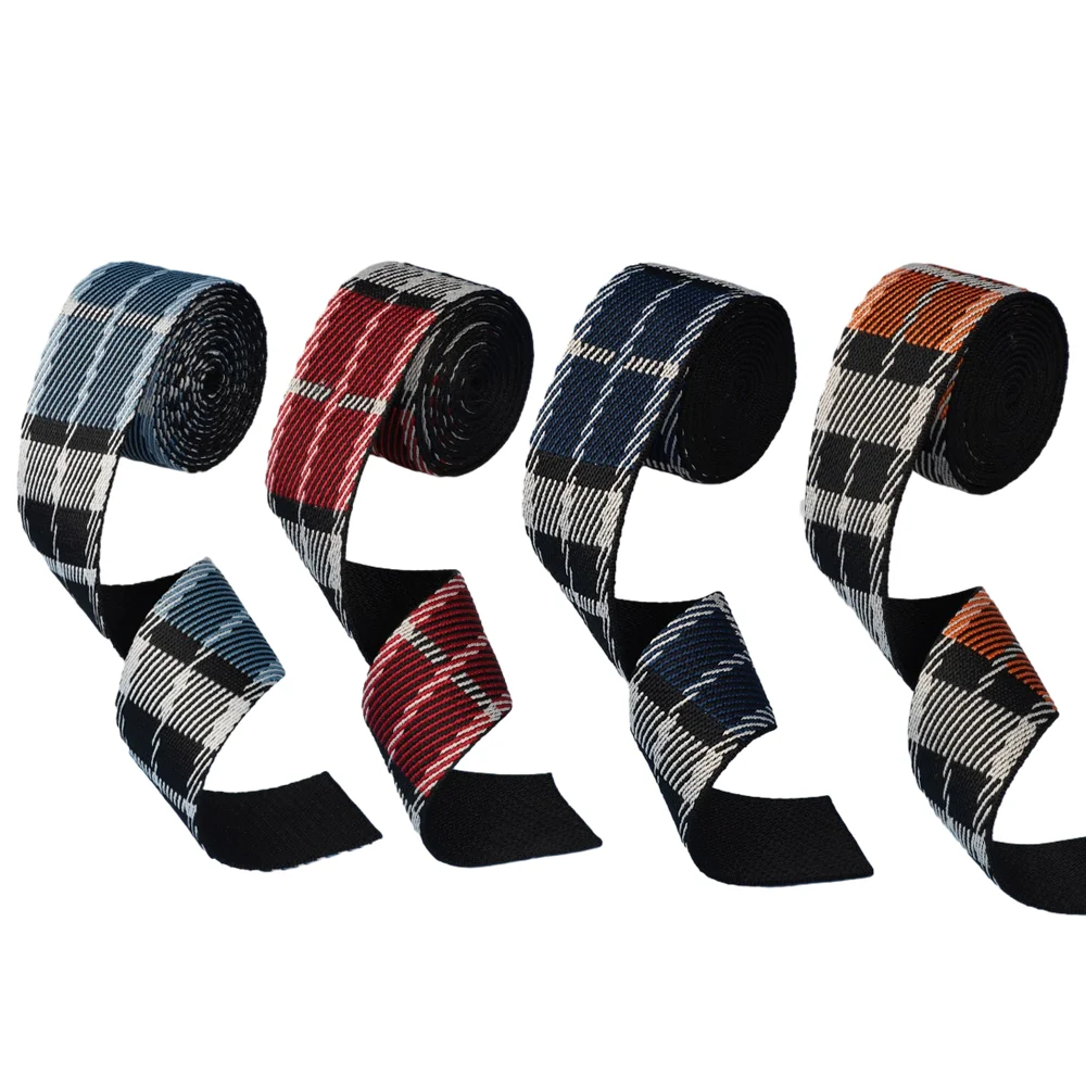 

5/10/20/50Yards 38mm Exquisite Jacquard Webbing Plaid Striped Pattern Durable High-Density Quality Fabric Bag Replacement Belt