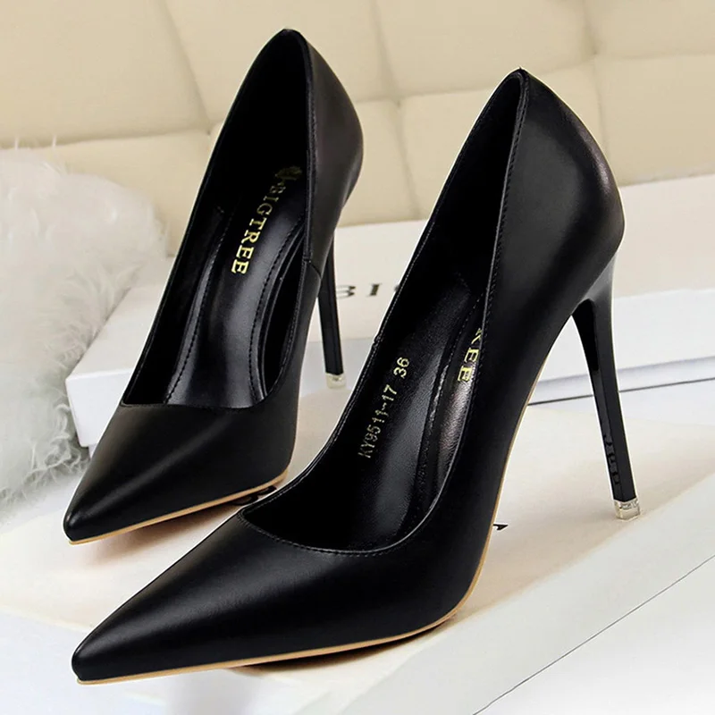 Shoes Women Pumps Pu Leather High-heeled Shoes Fashion Wedding Shoes Stiletto Heels Sexy Party Shoes Large Size 42 43