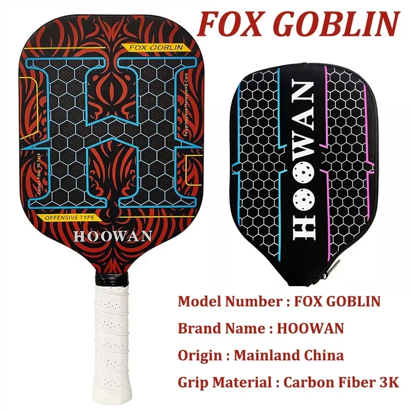 

Genuine HOOWAN FOX GOBLIN Pickleball Paddle Carbon Fiber 3K Offensive Pickleball Racket Edgeless Rough Surface 16MM