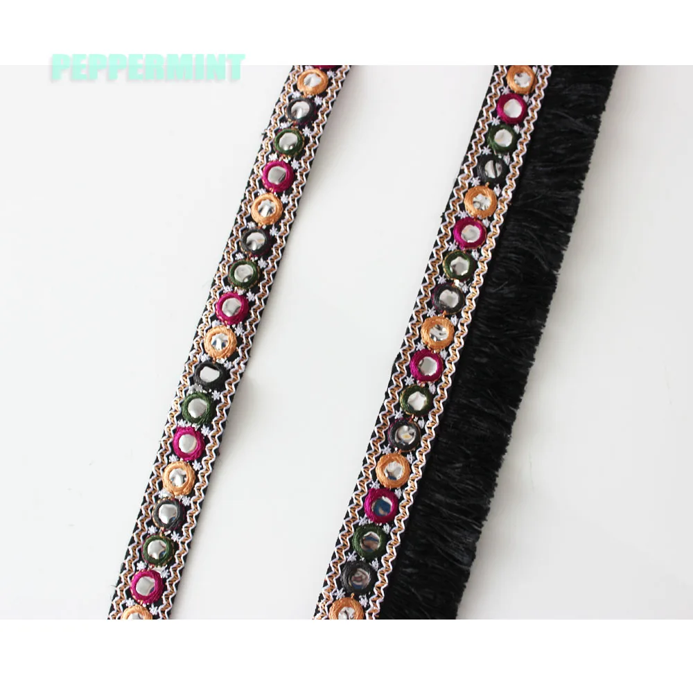 1yard Ethnic Mirror Embroidered Webbing 2/4.5cm Indian Trim DIY
