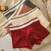 Pure Cotton Men's Underwear College Stripe Skin-friendly Retro Boys Boxer Shorts Flat Foot Pants Comfortable Mid Waist Briefs