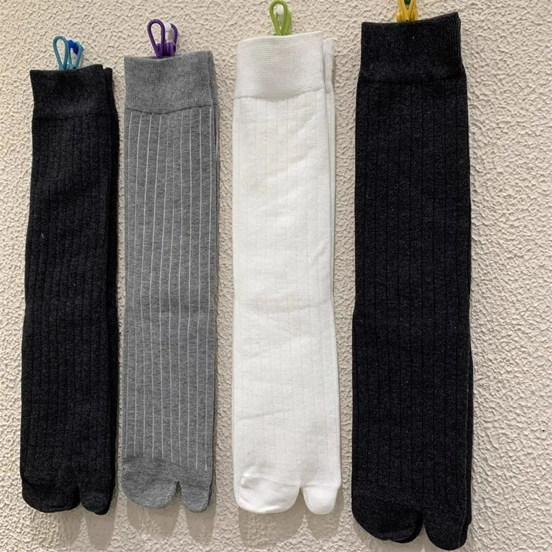Meias de algodão quente, meias listradas retrô Harajuku, meias japonesas Tabi, agulhas de linha grossa, primavera, outono, inverno, moda