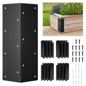 Noise Free Metal Garden Bed Corner Bracket Connector Rustproof Right Angle Bracket with Screws for Furniture