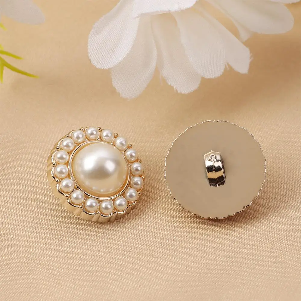 10Pcs Alloy Pearl Clothing Buttons DIY Clothing Sewing Button Needlework Handmade Accessories Decorative Sewing Accessories