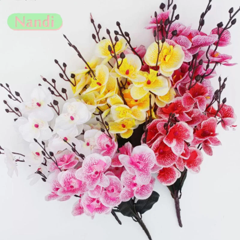 5-Gabelbündel, künstliche Blume mit Schmetterlingsorchidee, geeignet für Hochzeit, Zuhause, künstlicher Wohnzimmertisch, Hotellandschaftsdekoration