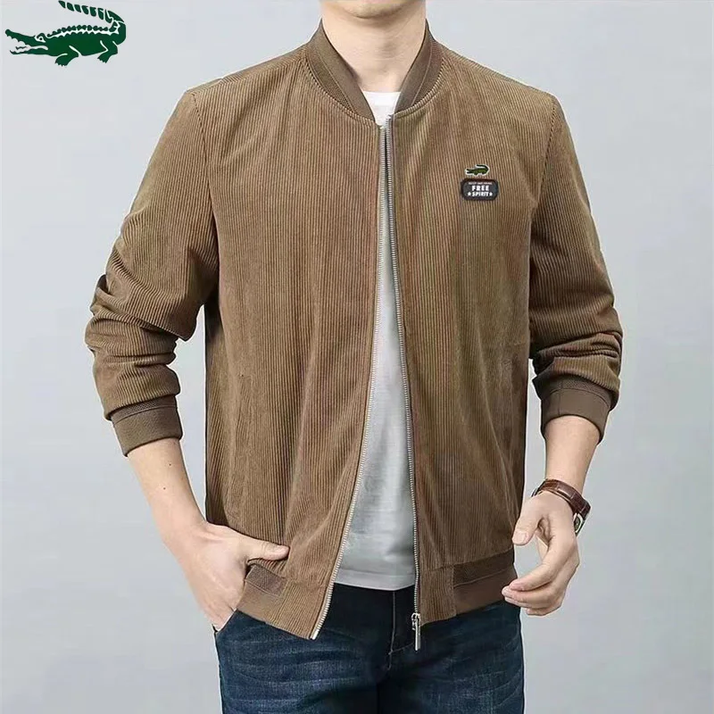 

Brand Corduroy Jacket For Men Fashion Solid O-Neck Long Sleeve Autumn Winter Coat Plus Size Loose Casual Outerwear Man Overcoats
