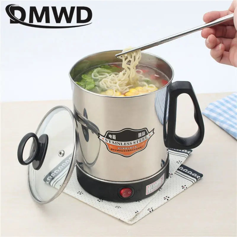 DMWD MultiCooker Electric Skillet portable stainless steel heating cup Noodles milk soup porridge Cooking Pot mini coffee boiler 4