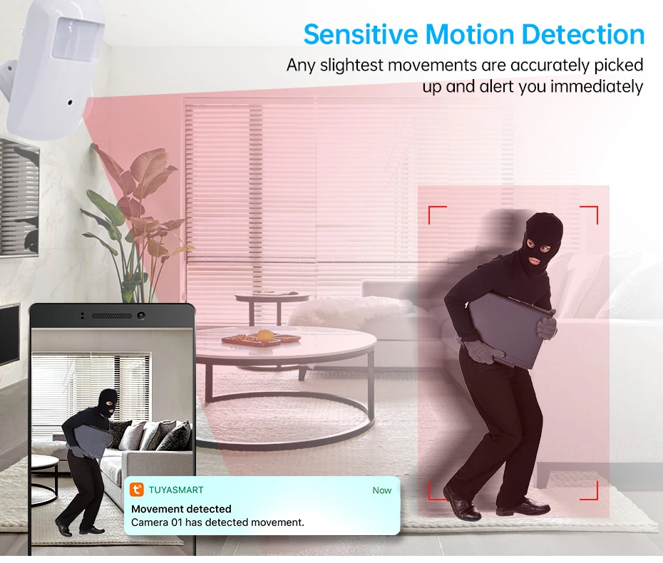 Mini WiFi security camera motion detection alert example